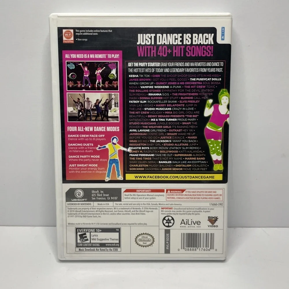 Ubisoft Just Dance 2 Nintendo Wii Music & Dance E10+ 40+ Tracks